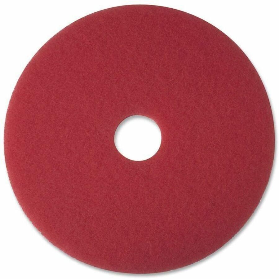 3M&trade; Red Buffer Pad 5100 - 12" Diameter - 5/Carton x 12" Diameter - Red. Picture 1