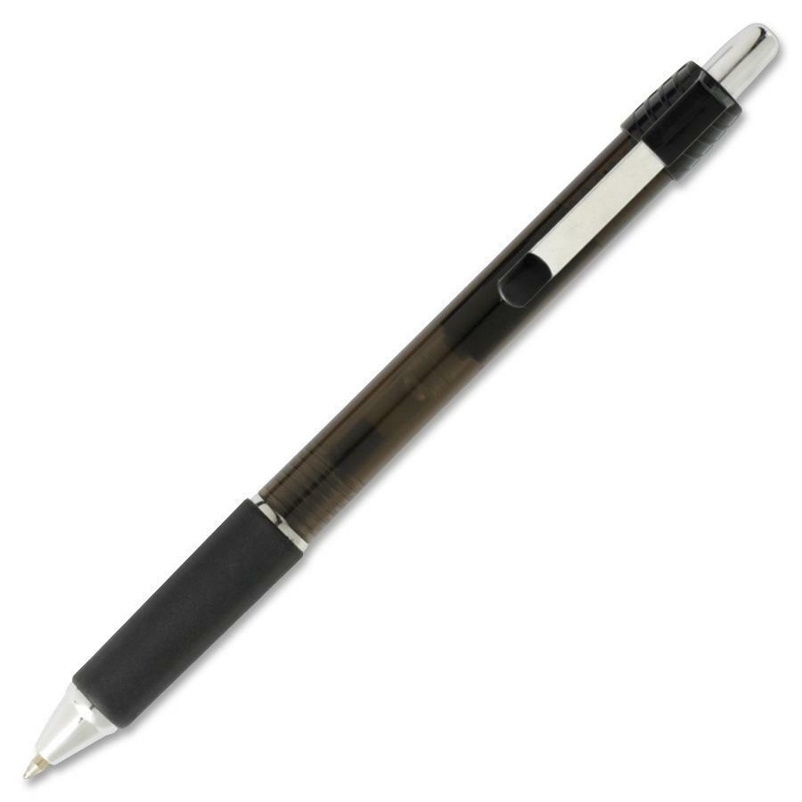 Integra Retractable Roller Gel Pen with Metal Clip - 0.7 mm Pen Point Size - Retractable - Black Gel-based Ink - Black Barrel - 1 Dozen. The main picture.