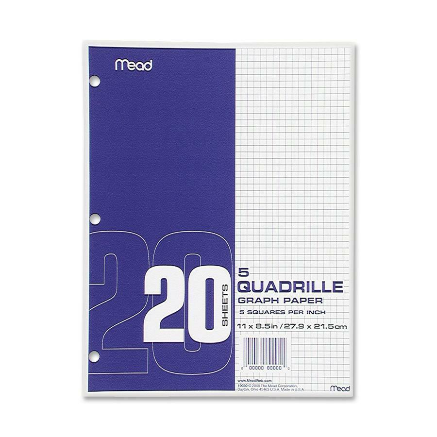 Mead 5 Quadrille Graph Paper - Letter - 8 1/2" x 11" - White Paper - 12 / Box. The main picture.