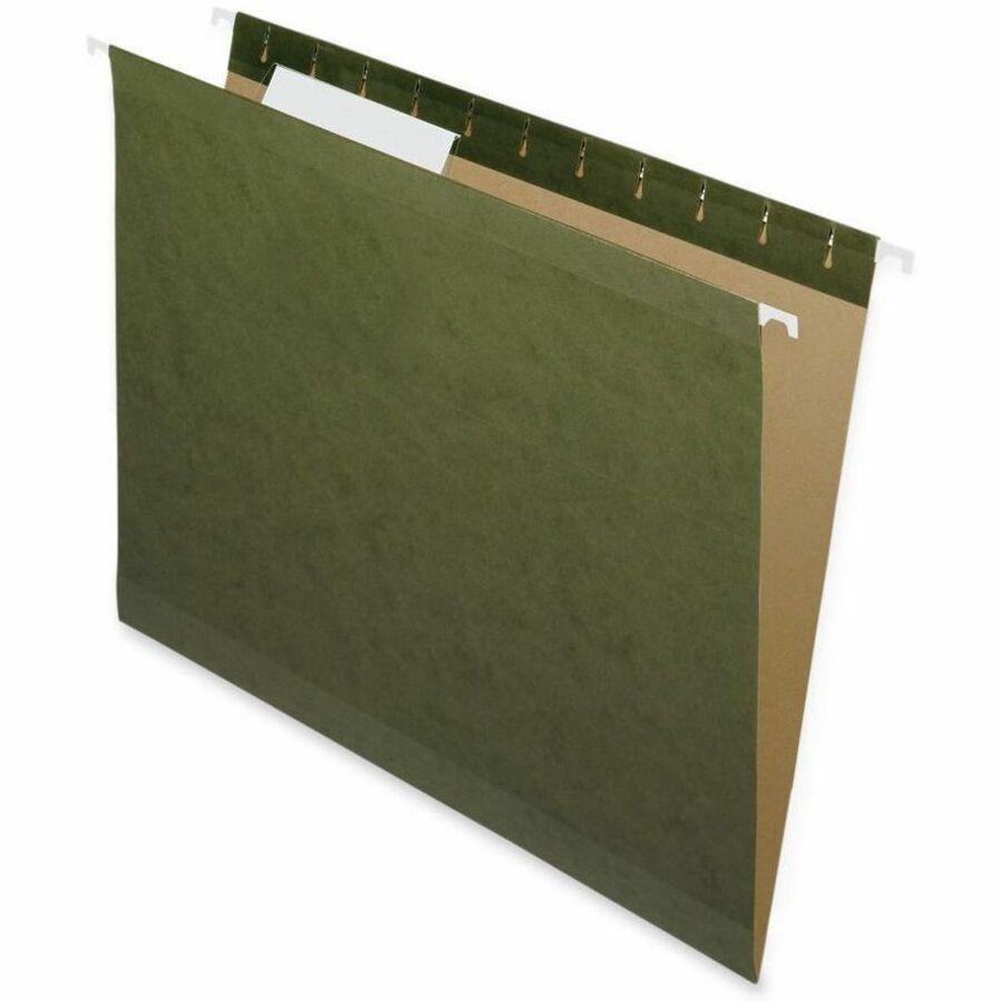 Nature Saver 1/3 Tab Cut Letter Recycled Hanging Folder - 8 1/2" x 11" - Poly - Standard Green - 100% Recycled - 25 / Box. Picture 1