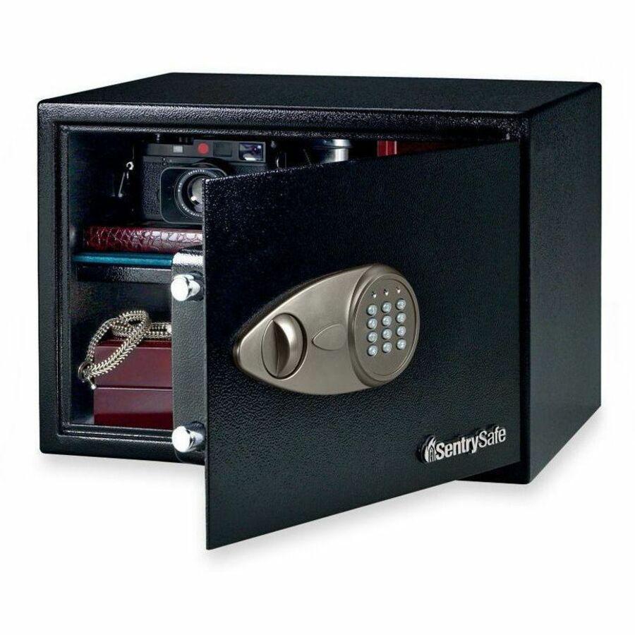 Sentry Safe Security Safe with Electronic Lock - 1.20 ft³ - Electronic, Key Lock - 2 Live-locking Bolt(s) - Internal Size 10.50" x 16.75" x 12.63" - Overall Size 10.6" x 17" x 14.8" - Black - Steel. The main picture.