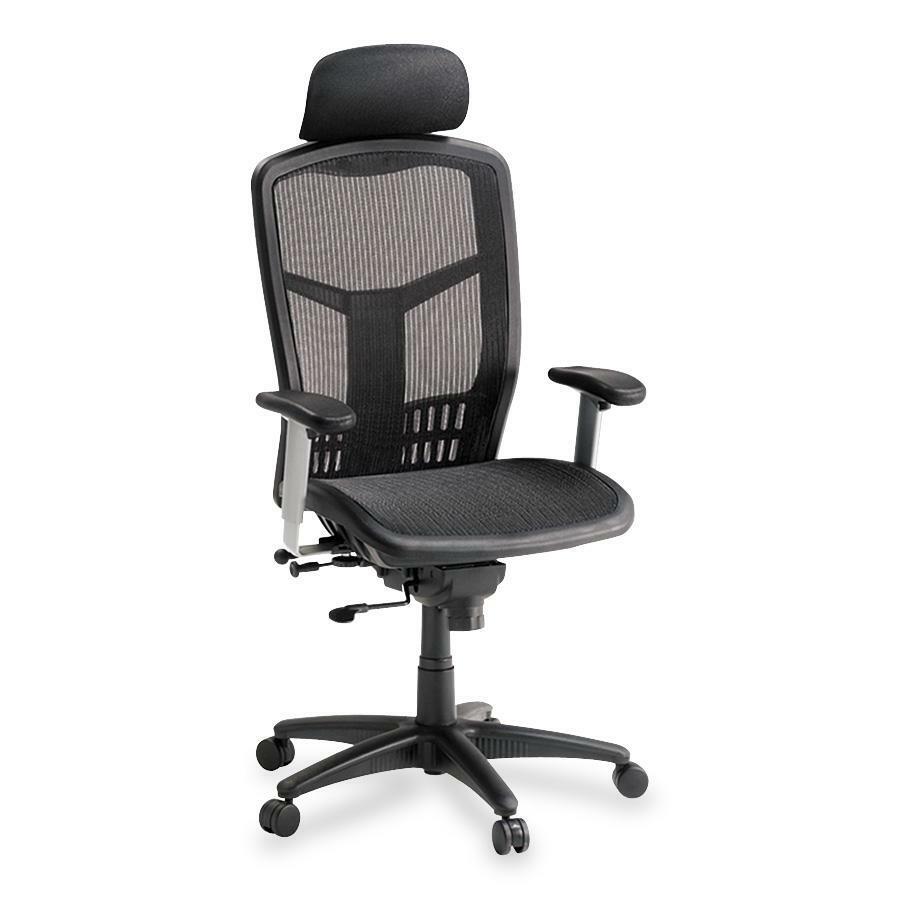 Lorell ErgoMesh Series Mesh High-Back Office Chair - Black Mesh Seat - Mesh Back - Plastic, Steel Frame - Black - 1 Each. Picture 1
