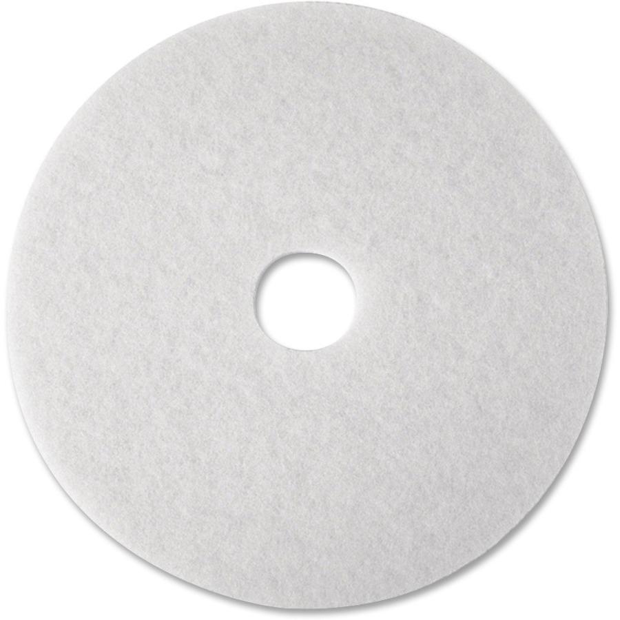 3M White Super Polish Pads - 5/Carton - Round x 20" Diameter - Polishing, Floor, Buffing, Scrubbing - Wood Floor - 175 rpm to 600 rpm Speed Supported - Textured, Adhesive, Durable, Scuff Mark Remover,. Picture 1