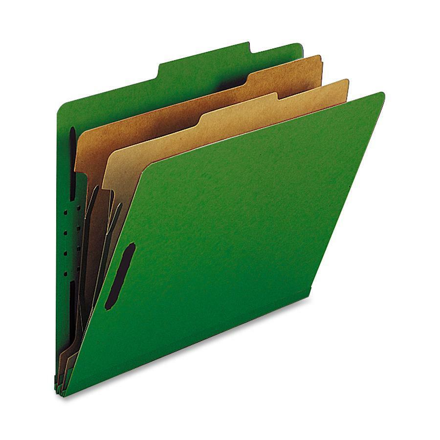 Nature Saver Letter Recycled Classification Folder - 8 1/2" x 11" - 2" Fastener Capacity for Folder - 2 Divider(s) - Green - 100% Recycled - 10 / Box. Picture 1