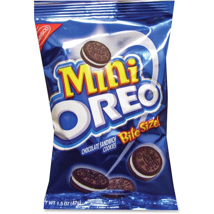 Oreo Nabisco Mini Bite Size Cookie Packet - Vanilla, Chocolate - Packet - 1 Serving Pack - 1.75 oz - 60 / Carton. The main picture.
