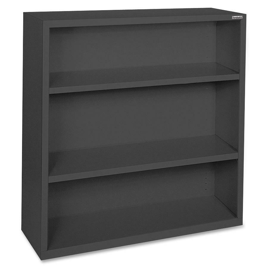 Lorell Fortress Series Bookcases - 34.5" x 13" x 42" - 3 x Shelf(ves) - Black - Powder Coated - Steel - Recycled. Picture 1