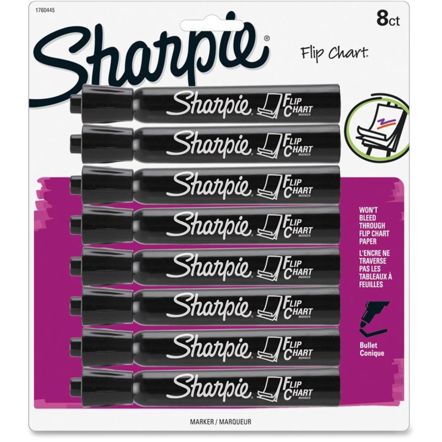 Sharpie Flip Chart Marker - Bullet Marker Point Style - Black Water Based Ink - 8 / Pack. Picture 1