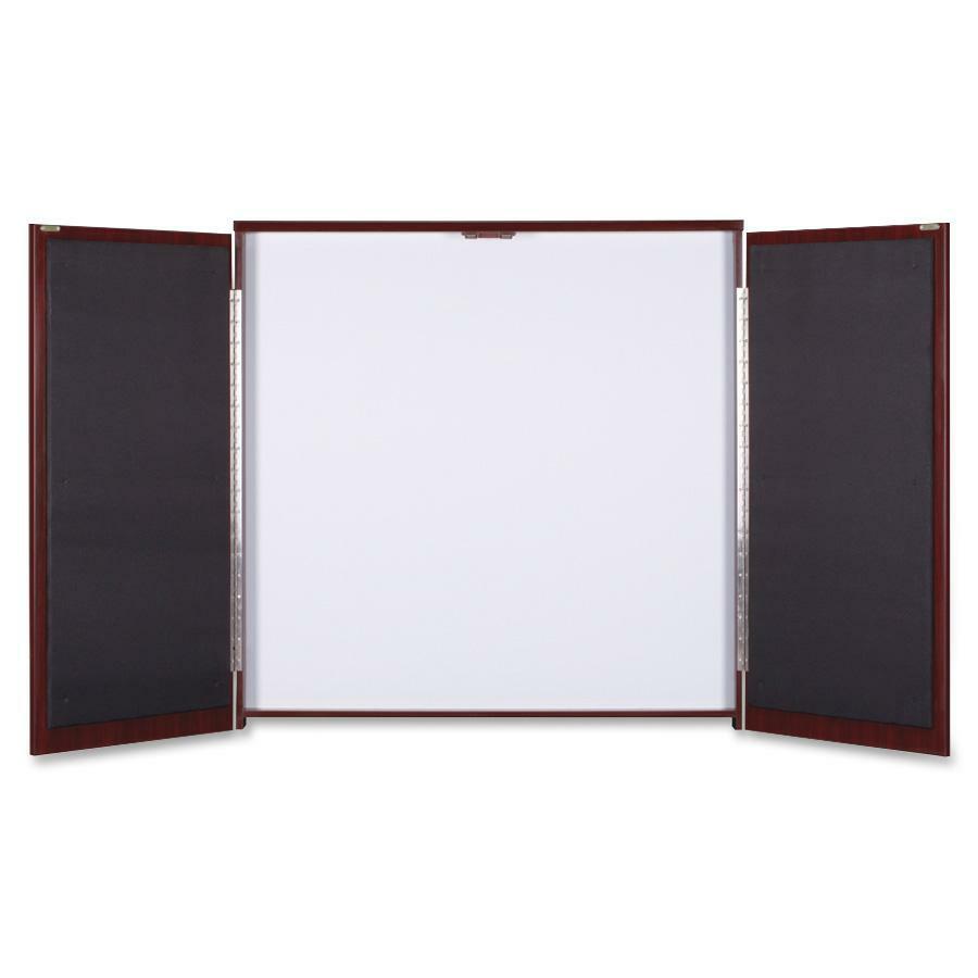Lorell Dry-erase Whiteboard Presentation Cabinet - Hinged Door - 1 Each - 47.3" x 47.3" x 4.8". Picture 1