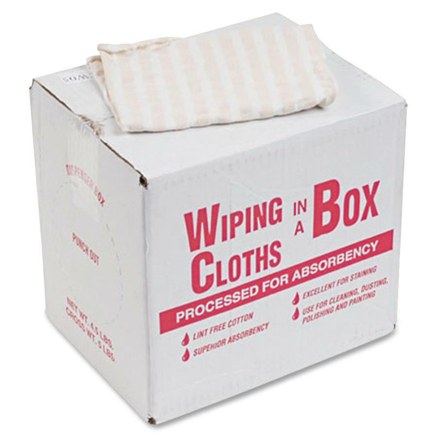 Office Snax Multipurpose Cotton Wiping Cloths - For Multipurpose - 1 / Box - Lint-free, Absorbent, Washable, Reusable - White, Red. Picture 1