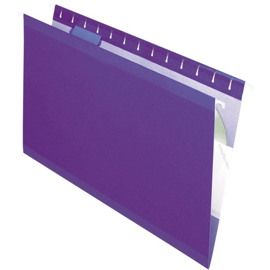 Pendaflex 1/5 Tab Cut Legal Recycled Hanging Folder - 8 1/2" x 14" - Violet - 10% Recycled - 25 / Box. Picture 1
