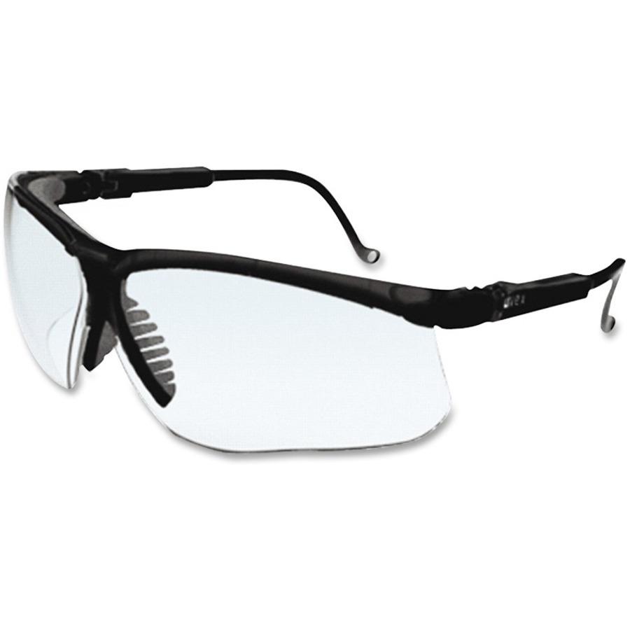 Uvex Safety Wraparound Safety Eyewear - Black, Clear - Flexible, Wraparound Lens, Scratch Resistant, Comfortable, Adjustable Temple - 1 Each. Picture 1