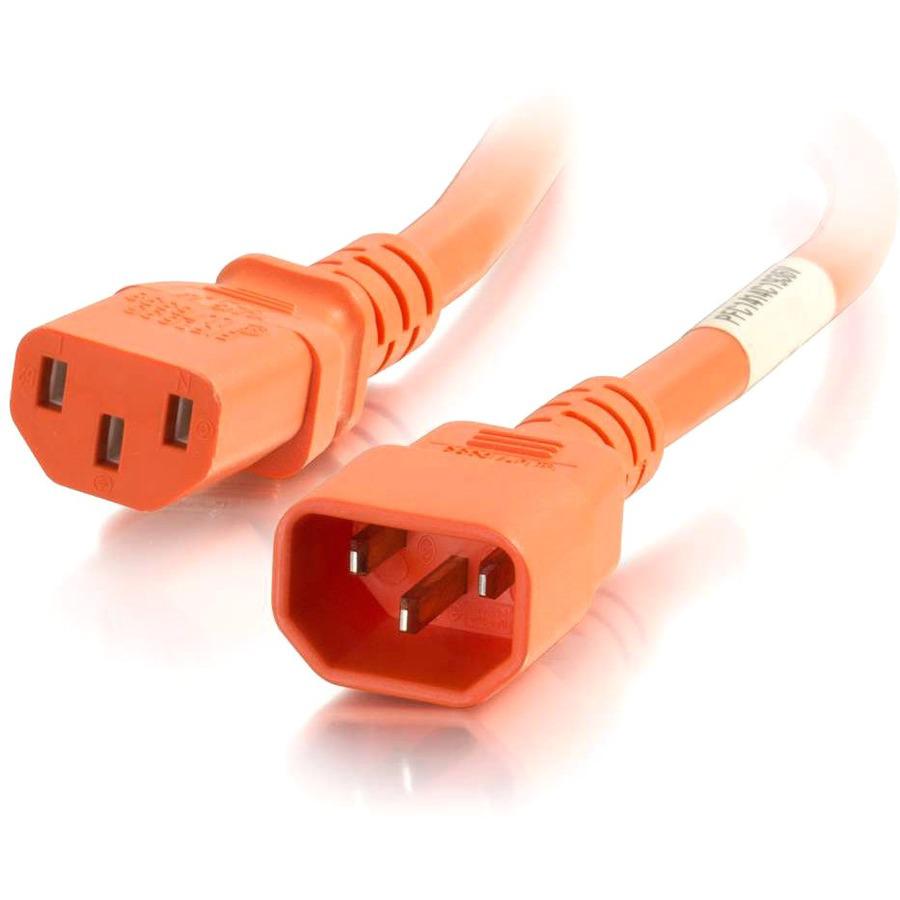C2G 8ft 18AWG Power Cord (IEC320C14 to IEC320C13) - Orange - 250 V AC / 10 A - Orange - 8 ft Cord Length. The main picture.