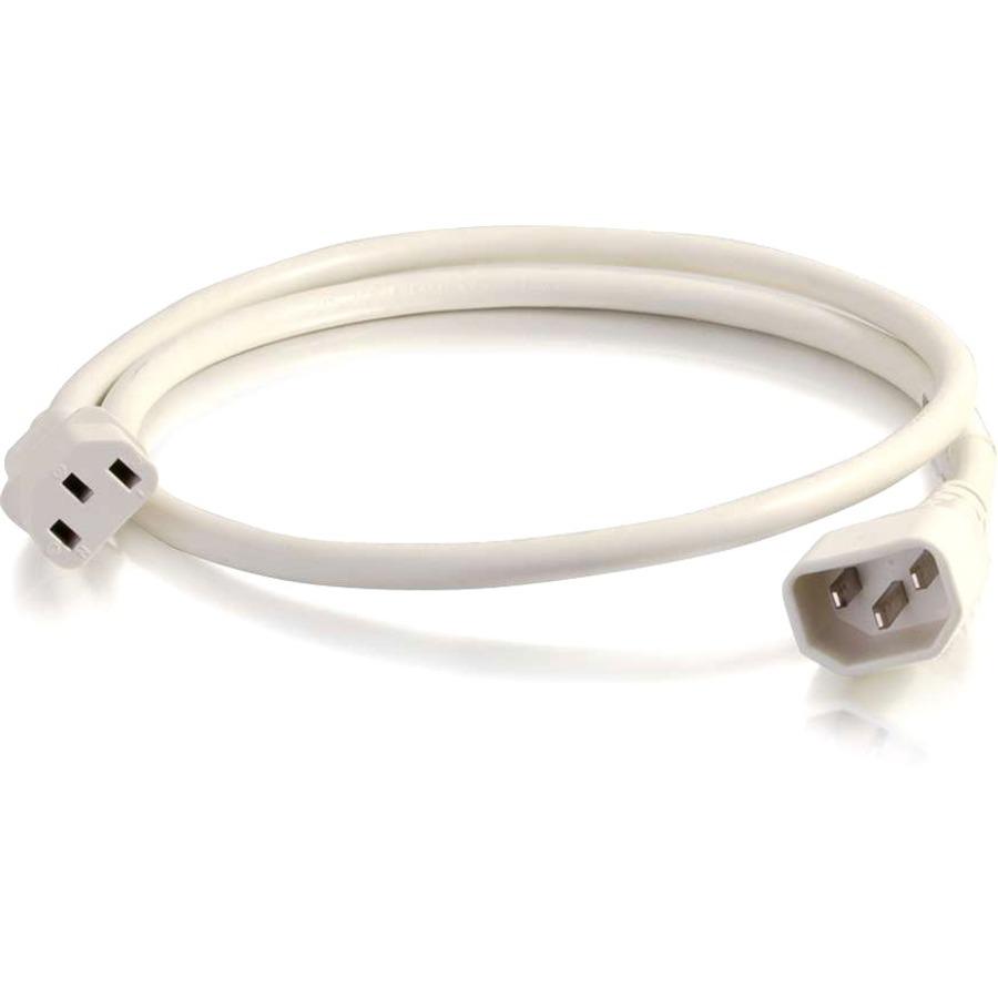 C2G 2ft 18AWG Power Cord (IEC320C14 to IEC320C13) - White - For PDU, Switch, Server - 250 V AC / 10 A - White - 2 ft Cord Length. Picture 1
