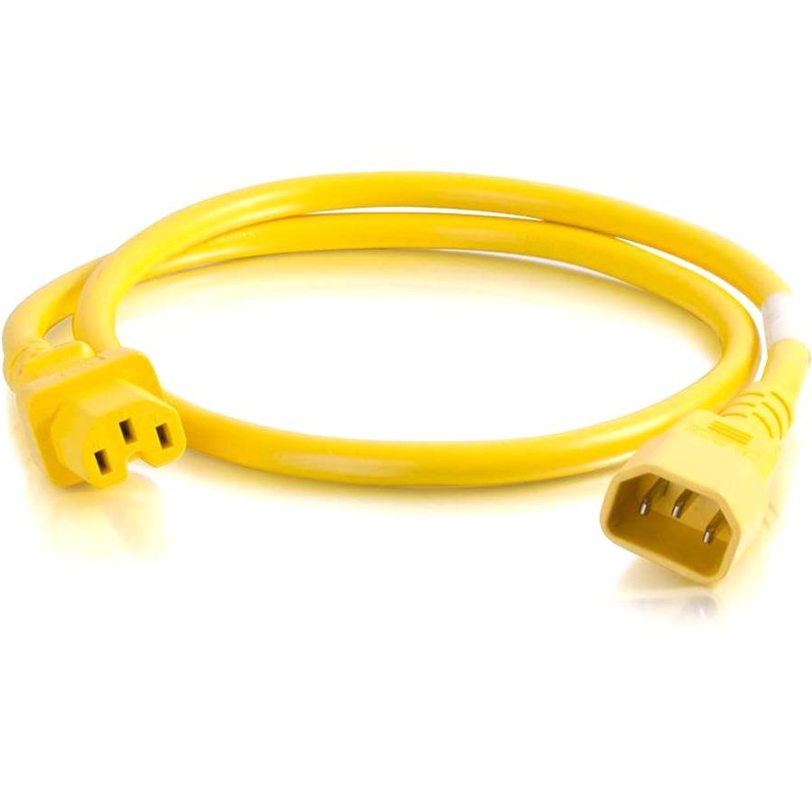 C2G 4ft 18AWG Power Cord (IEC320C14 to IEC320C13) - Yellow - For PDU, Switch, Server - 250 V AC / 10 A - Yellow - 4 ft Cord Length. Picture 1