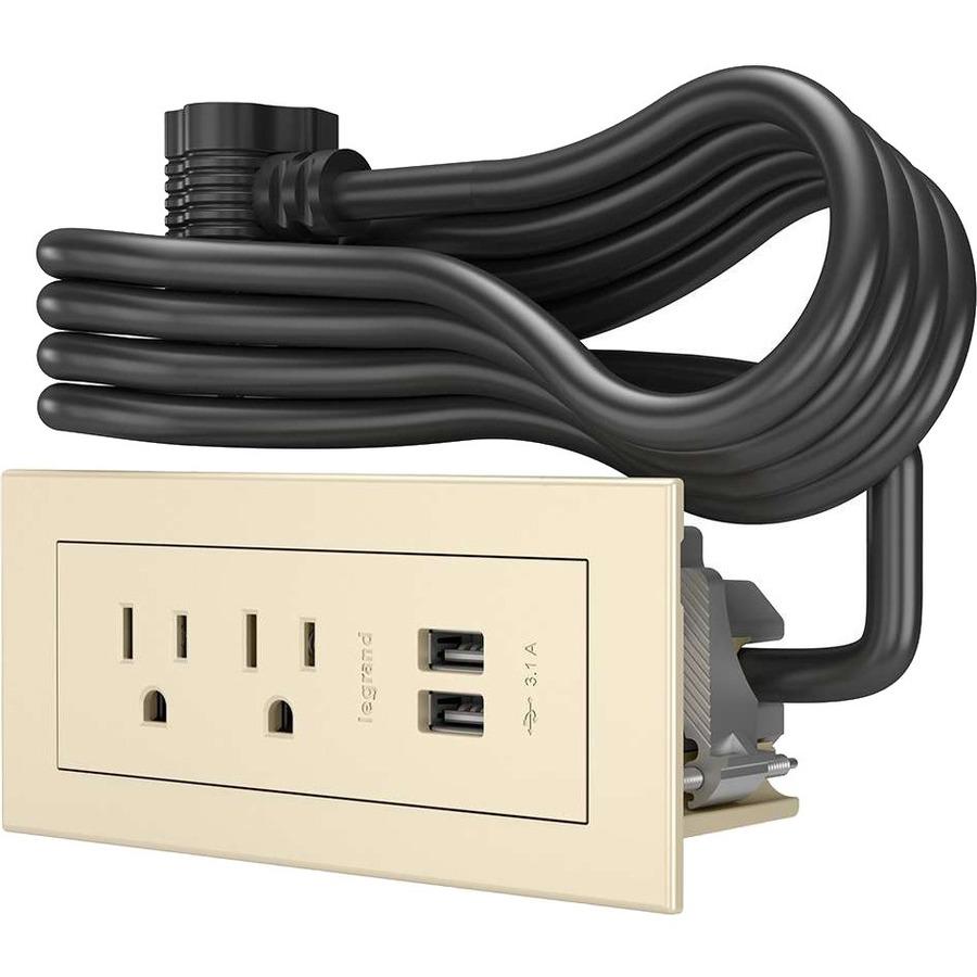 C2G Wiremold Radiant Furniture Power Center (2) Outlet (2) USB, Light Almond - 2 x AC Power, 2 x USB - 3.10 A Current - Surface-mountable - Light Almond. Picture 1