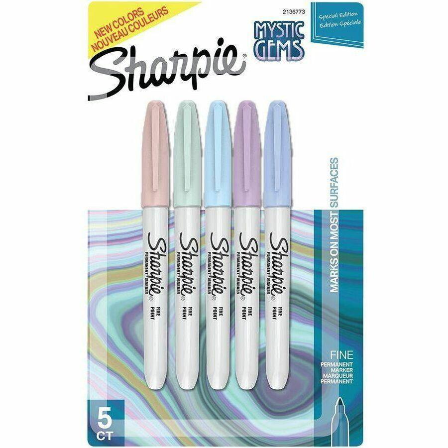 Sharpie Mystic Gems Permanent Markers - Fine Marker Point - Multi - 5 / Pack. Picture 1