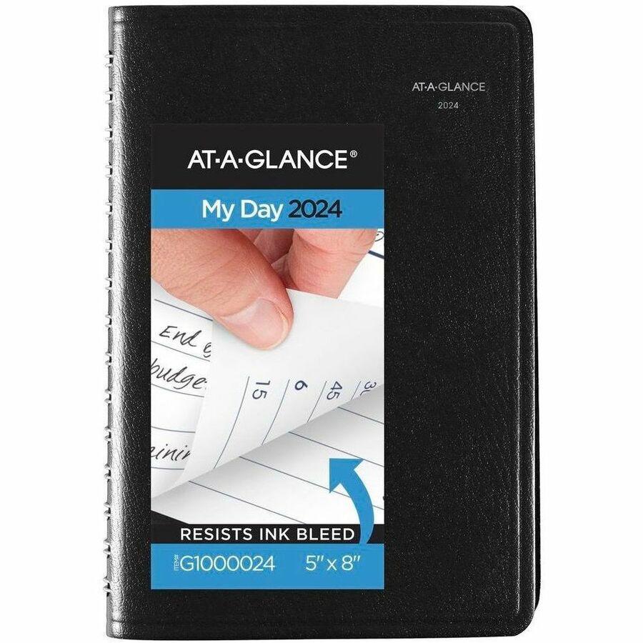 At-A-Glance DayMinder Appointment Book Planner - Small Size - Julian Dates - Daily - 12 Month - January 2024 - December 2024 - 7:00 AM to 7:45 PM - Quarter-hourly, 7:00 AM to 7:45 PM - Monday - Friday. Picture 1