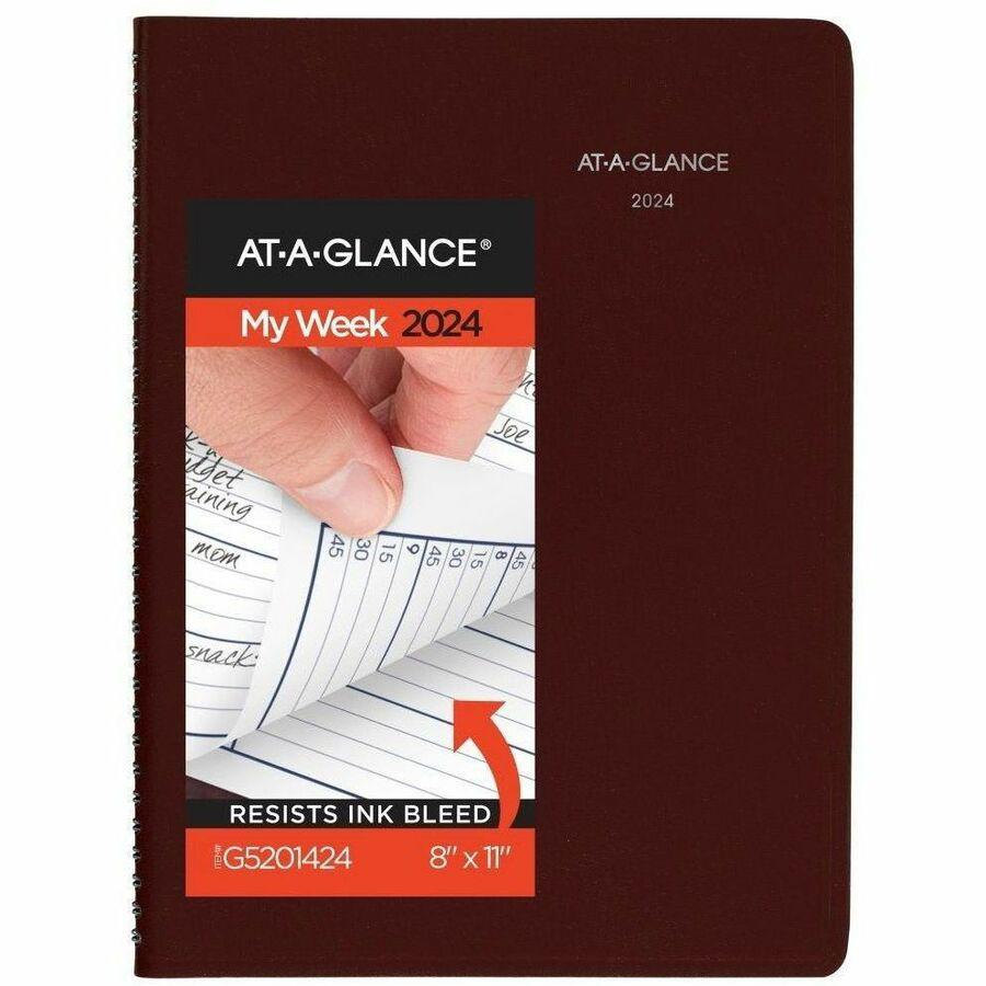At-A-Glance DayMinder Appointment Book Planner - Large Size - Julian Dates - Weekly - 12 Month - January 2024 - December 2024 - 7:00 AM to 9:45 PM - Quarter-hourly, 7:00 AM to 6:45 PM - Saturday - 1 W. Picture 1