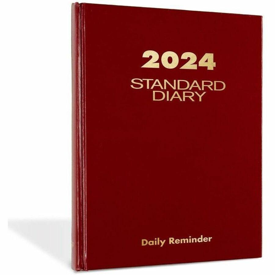 At-A-Glance Standard Diary Reminder - Small Size - Business - Julian Dates - Daily - January 2024 - December 2024 - 1 Day Single Page Layout - 5 3/4" x 8 1/4" White Sheet - Case Bound - Vinyl, Faux Le. Picture 1