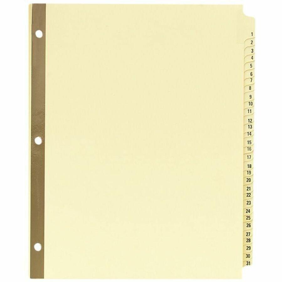 Avery&reg; Laminated Dividers - Gold Reinforced - 31 x Divider(s) - Printed Tab(s) - Digit - 1-31 - 31 Tab(s)/Set - 8.5" Divider Width x 11" Divider Length - Letter - 3 Hole Punched - Buff Paper Divid. Picture 1
