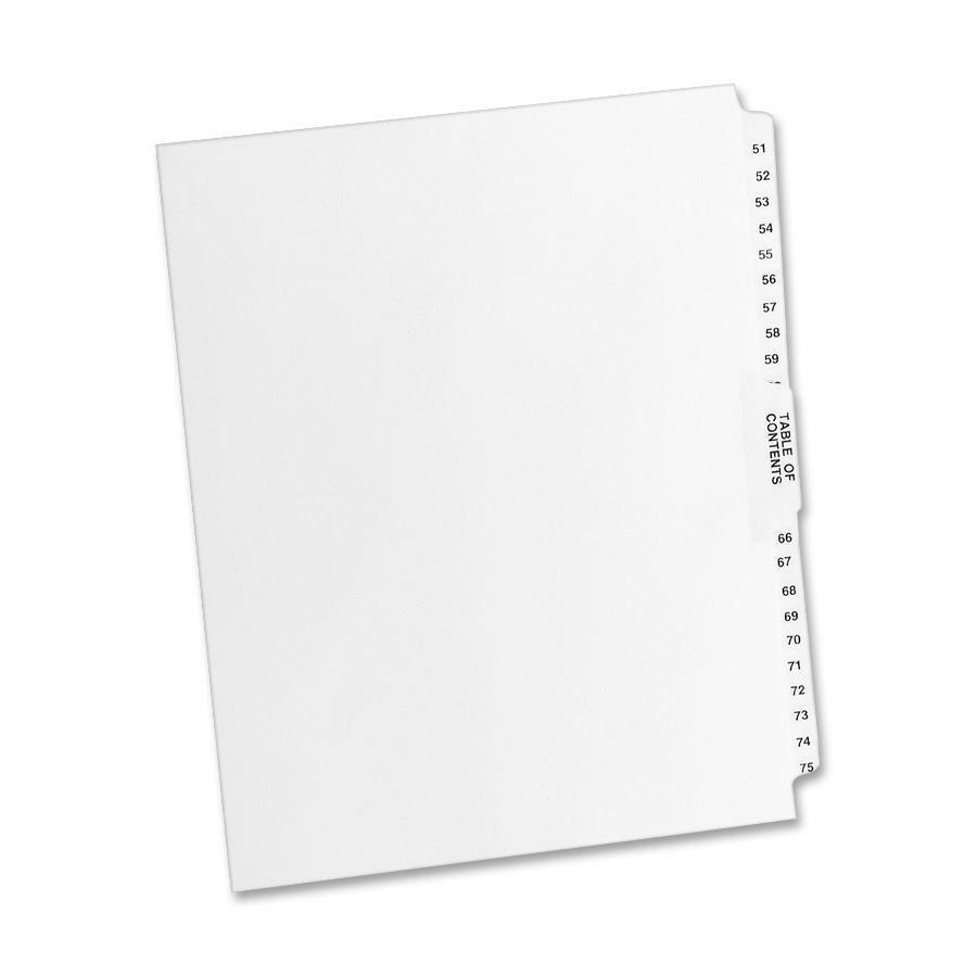 Avery&reg; Premium Collated Legal Exhibit Dividers with Table of Contents Tab - Avery Style - 26 x Divider(s) - Printed Tab(s) - Digit - 51-75 - 26 Tab(s)/Set - 8.5" Divider Width x 11" Divider Length. Picture 1
