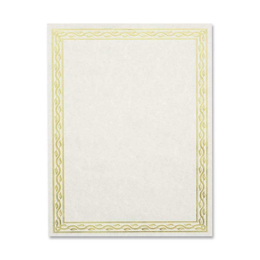 Geographics Premium Gold Foil Border Certificates - 28 lb - 8.5" x 11" - Inkjet, Laser Compatible - Gold with Gold Border - Parchment Paper - 12 / Pack. The main picture.