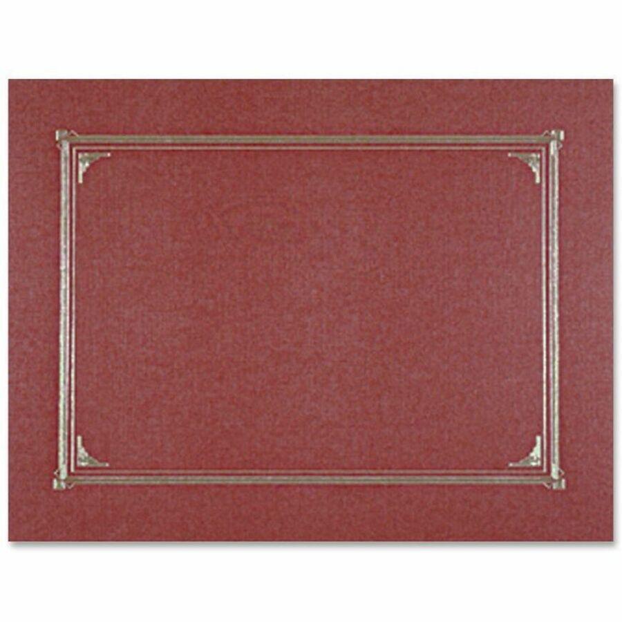 Geographics Letter, A4 Recycled Certificate Holder - 8 1/2" x 11" , 10" x 8" , 8 17/64" x 11 11/16" - Linen - Burgundy - 30% Recycled - 6 / Pack. Picture 1