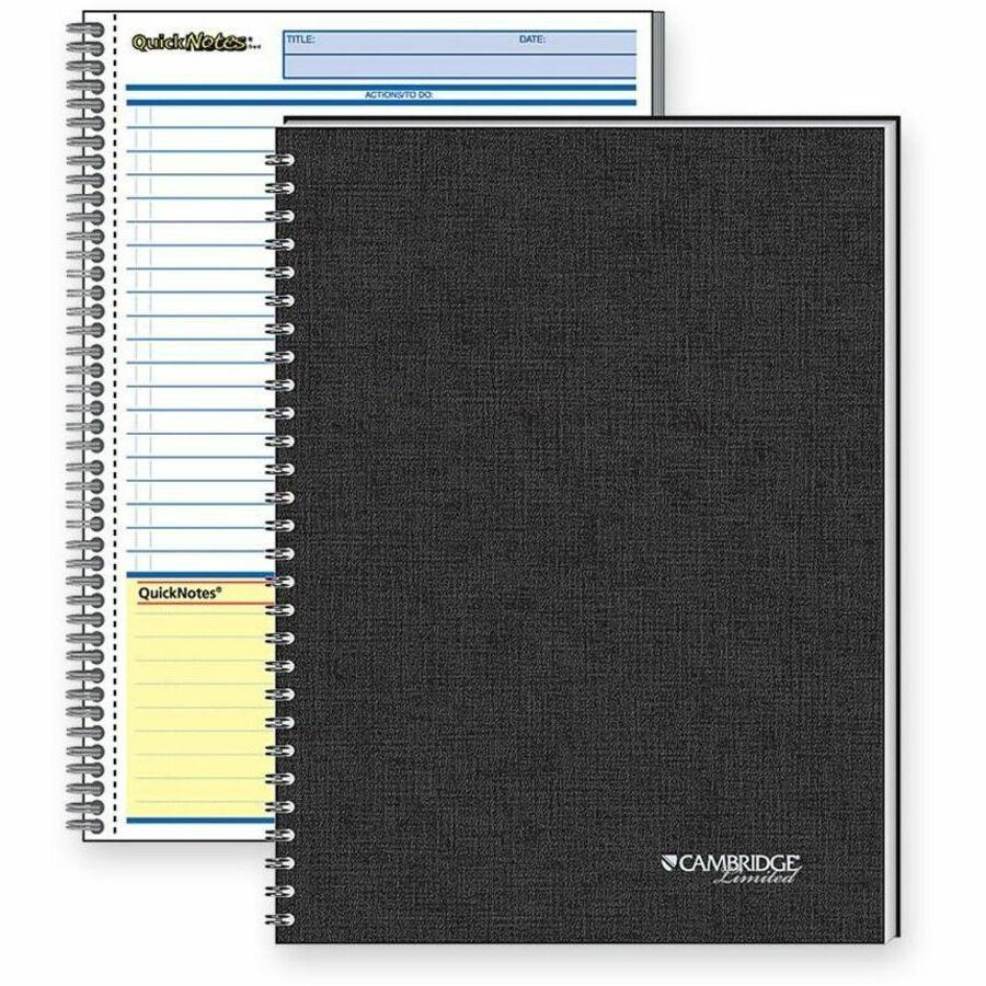 Mead QuickNotes 1 - Subject Business Notebook - Jr.Legal - 80 Sheets - Wire Bound - 20 lb Basis Weight - Jr.Legal - 5" x 8" - White Paper - Black Binding - BlackLinen Cover - Perforated, Subject, Bond. Picture 1