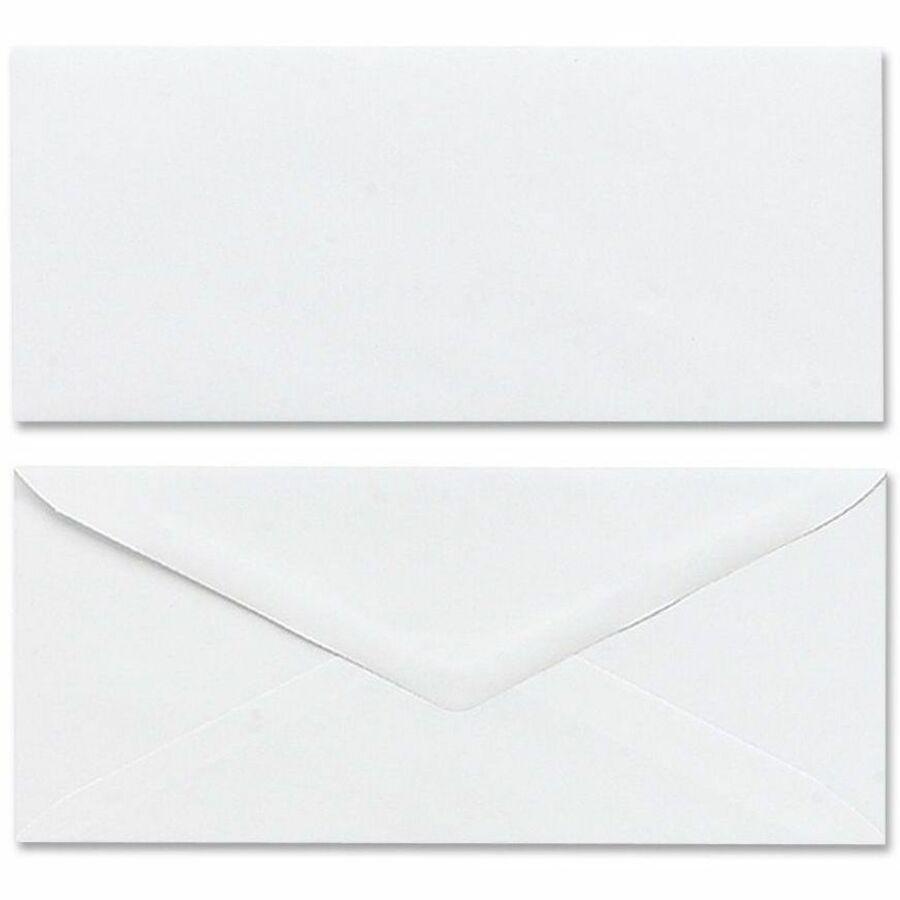 Mead Plain White Envelopes - Business - #10 - 4 1/8" Width x 9 1/2" Length - Gummed - 50 / Box - White. The main picture.