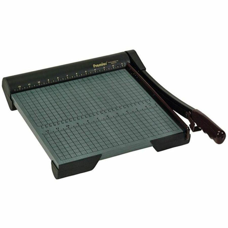 Premier Heavy-Duty Wood Series Paper Trimmers - 1 x Blade(s)Cuts 20Sheet - 12" Cutting Length - Straight Cutting - 4" Height x 12.9" Width x 16" Depth - Wood Base, Steel Blade - Green. Picture 1