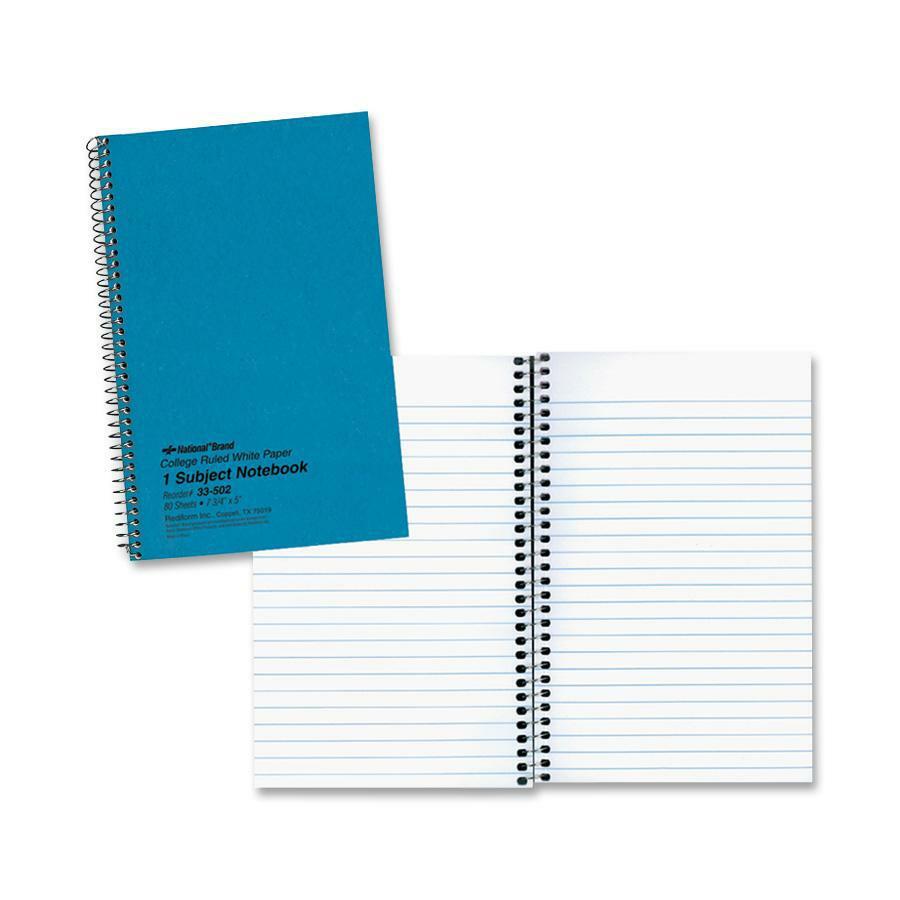 Rediform Kolor-Kraft 1-Subject Notebooks - 80 Sheets - Coilock - 16 lb Basis Weight - 6" x 9 1/2" - White Paper - Blue Cover - 1 Each. Picture 1