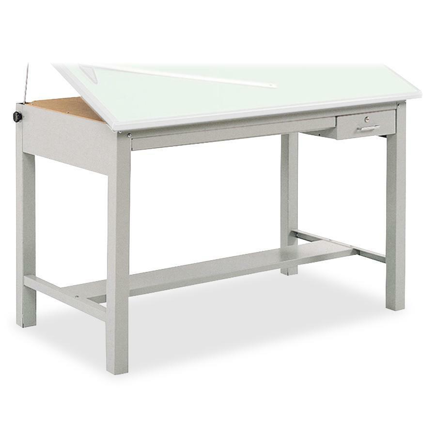 Safco Precision Drafting Table Base - Enamel Four Leg Base - 35.50" Height x 56.38" Width x 30.50" Depth - Assembly Required - Gray - Steel - 1 Each. Picture 1