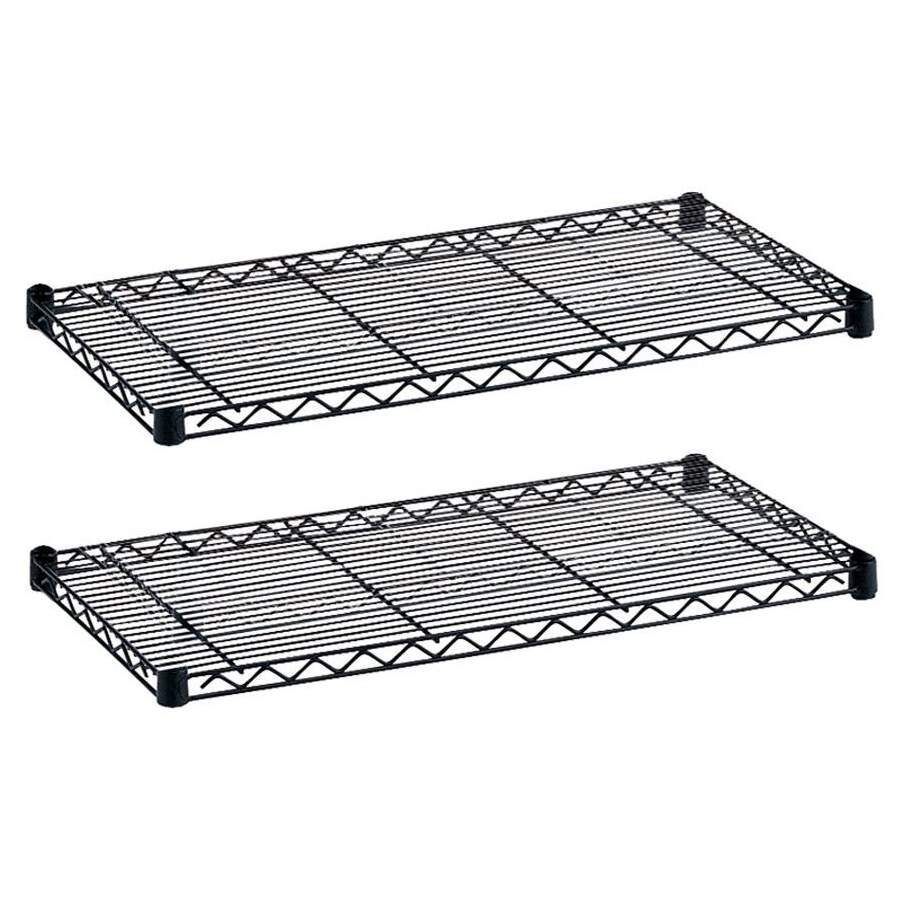 Safco Industrial Wire Extra Shelve - 48" x 18" x 1.5" - 4 x Shelf(ves) - 1250 lb Load Capacity - Leveling Glide, Dust Proof - Black - Powder Coated - Steel - Assembly Required. Picture 1