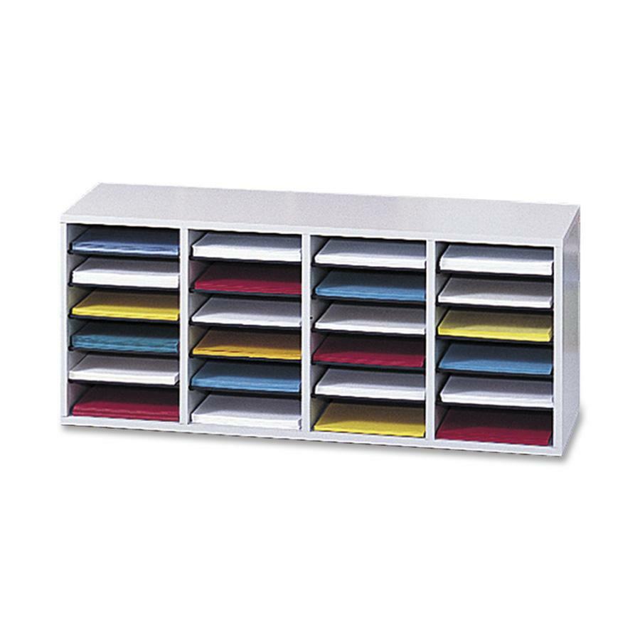 Safco Adjustable Shelves Literature Organizers - 24 Compartment(s) - Compartment Size 2.50" x 9" x 11.50" - 16.4" Height x 39.4" Width x 11.8" Depth - Wood - 1 Each. The main picture.