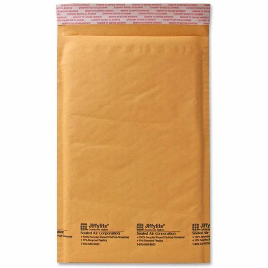 Sealed Air JiffyLite Cellular Cushioned Mailers - Bubble - #1 - 7 1/4" Width x 10 3/4" Length - Peel & Seal - Kraft - 100 / Case - Kraft. Picture 1