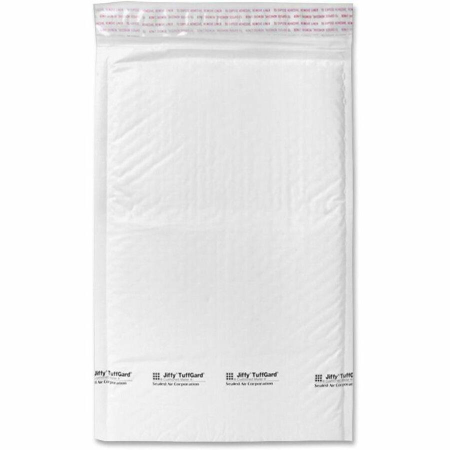 Sealed Air Tuffgard Premium Cushioned Mailers - Bubble - #1 - 7 1/4" Width x 12" Length - Peel & Seal - Poly - 25 / Carton - White. Picture 1