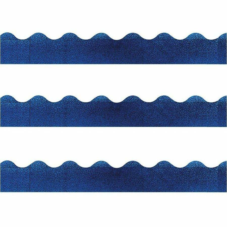 Trend Sparkle Board Trimmers - Rectangle Topped With Waves Shape - Pin-up - 0.10" Height x 2.25" Width x 390" Length - Blue - Paper - 1 / Pack. The main picture.