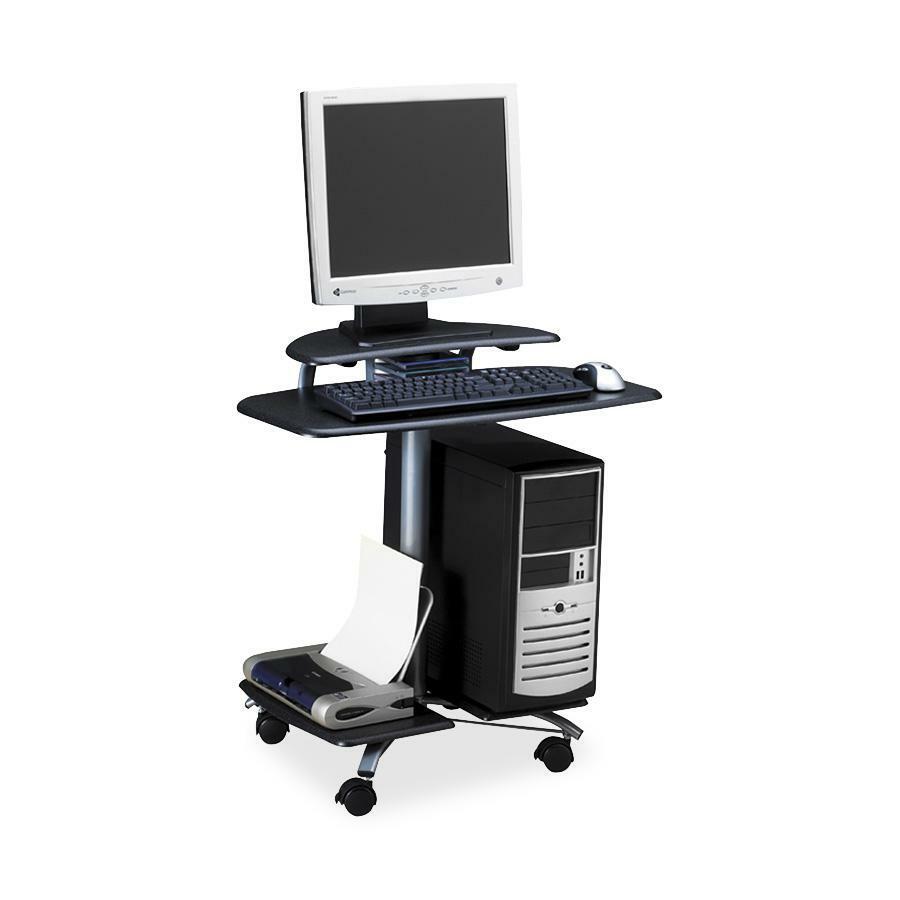 Mayline Mobile PC Workstation - Rectangle Top - 29.50" Height x 28.50" Width x 26" Depth - Assembly Required - Charcoal Black. Picture 1