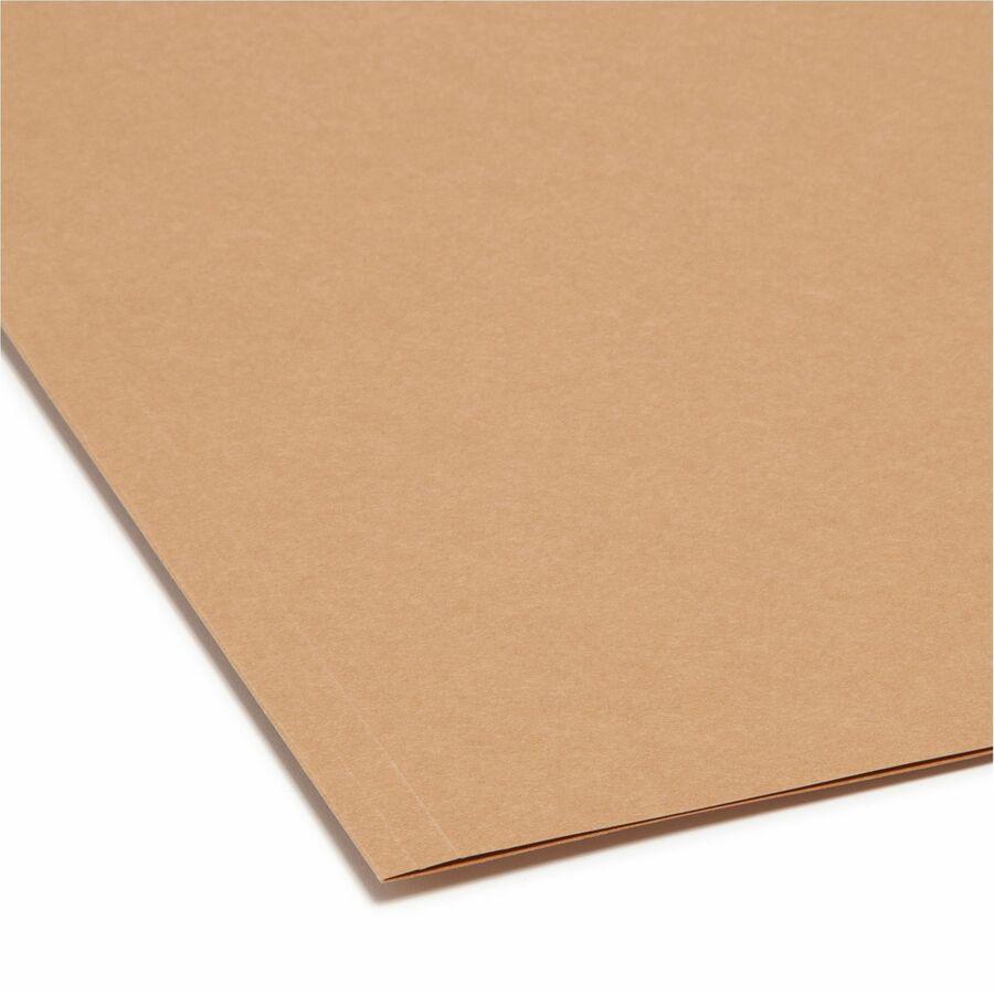Smead Straight Tab Cut Letter Recycled Top Tab File Folder - 8 1/2" x 11" - 3/4" Expansion - Kraft - 10% Recycled - 100 / Box. Picture 4