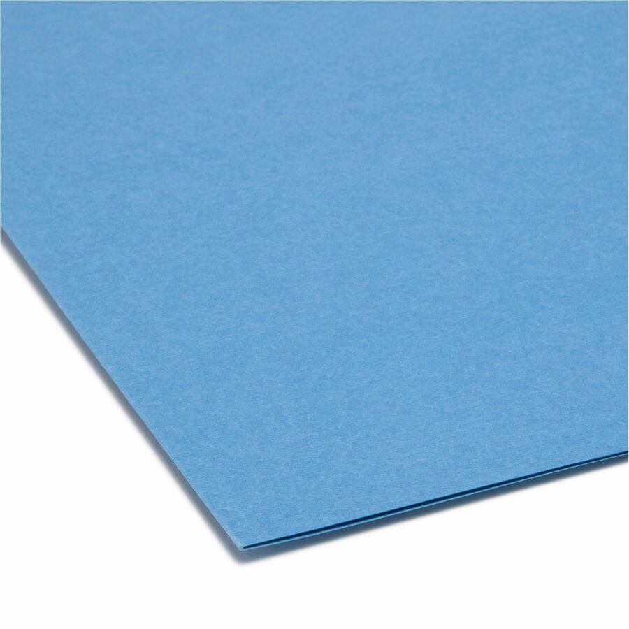 Smead Straight Tab Cut Letter Recycled Top Tab File Folder - 8 1/2" x 11" - 3/4" Expansion - Blue - 10% Recycled - 100 / Box. Picture 4