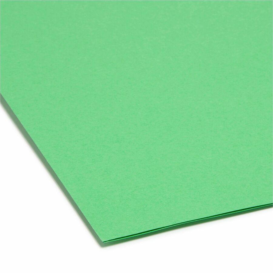 Smead Straight Tab Cut Letter Recycled Top Tab File Folder - 8 1/2" x 11" - 3/4" Expansion - Green - 10% Recycled - 100 / Box. Picture 4