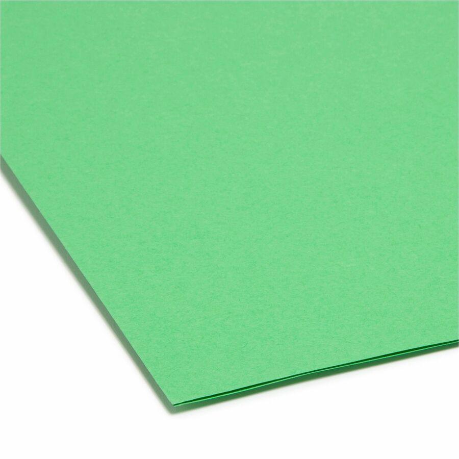 Smead Colored 1/3 Tab Cut Letter Recycled Top Tab File Folder - 8 1/2" x 11" - 3/4" Expansion - Top Tab Location - Assorted Position Tab Position - Green - 10% Recycled - 100 / Box. Picture 4