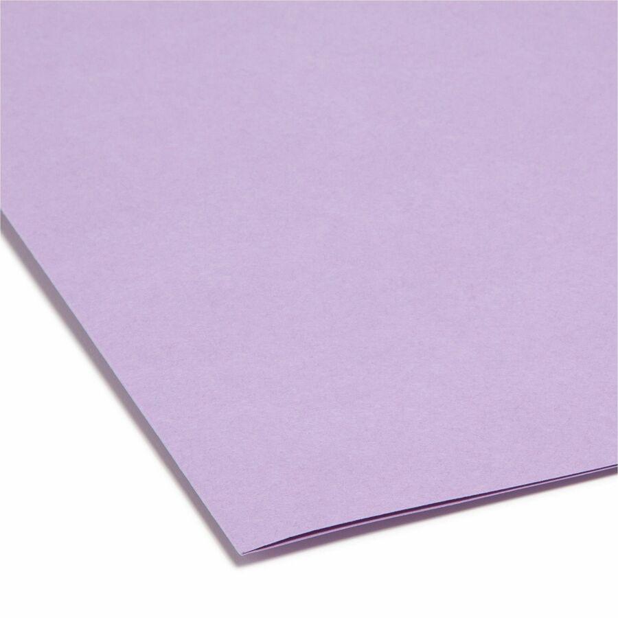 Smead Colored Straight Tab Cut Letter Recycled Top Tab File Folder - 8 1/2" x 11" - 3/4" Expansion - Lavender - 10% Recycled - 100 / Box. Picture 4