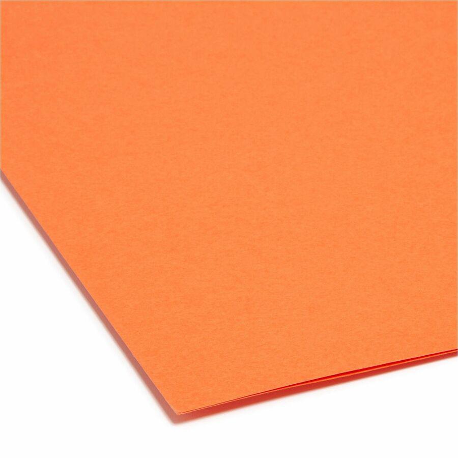 Smead Colored Straight Tab Cut Letter Recycled Top Tab File Folder - 8 1/2" x 11" - 3/4" Expansion - Orange - 10% Recycled - 100 / Box. Picture 4