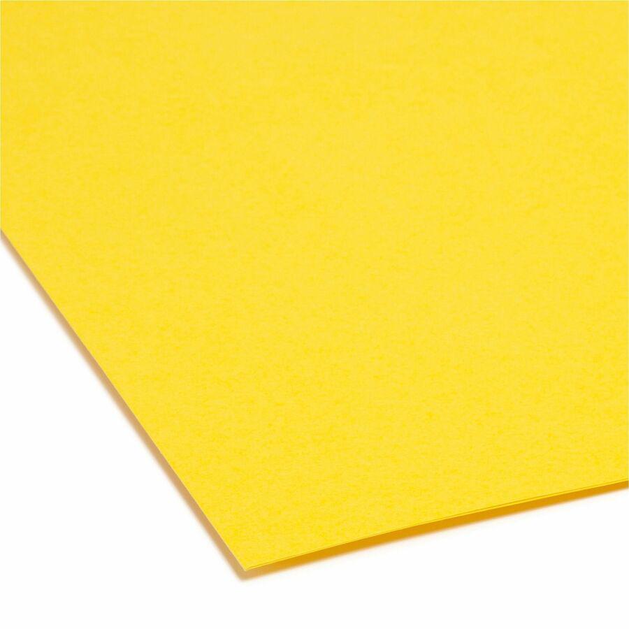 Smead Colored Straight Tab Cut Letter Recycled Top Tab File Folder - 8 1/2" x 11" - 3/4" Expansion - Yellow - 10% Recycled - 100 / Box. Picture 4