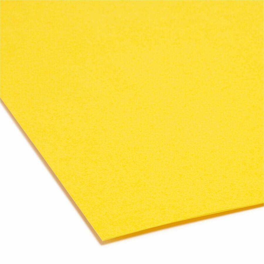 Smead Colored 1/3 Tab Cut Letter Recycled Top Tab File Folder - 8 1/2" x 11" - 3/4" Expansion - Top Tab Location - Assorted Position Tab Position - Yellow - 10% Recycled - 100 / Box. Picture 4