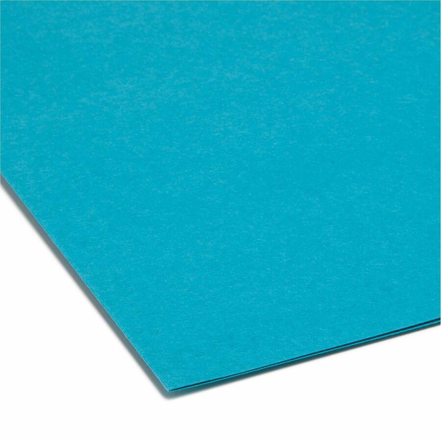 Smead Colored 1/3 Tab Cut Letter Recycled Top Tab File Folder - 8 1/2" x 11" - 3/4" Expansion - Top Tab Location - Assorted Position Tab Position - Teal - 10% Recycled - 100 / Box. Picture 4