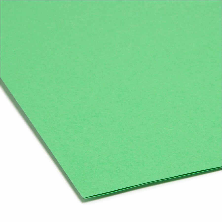 Smead Colored 1/3 Tab Cut Legal Recycled Top Tab File Folder - 8 1/2" x 14" - 3/4" Expansion - Top Tab Location - Assorted Position Tab Position - Green - 10% Recycled - 100 / Box. Picture 4