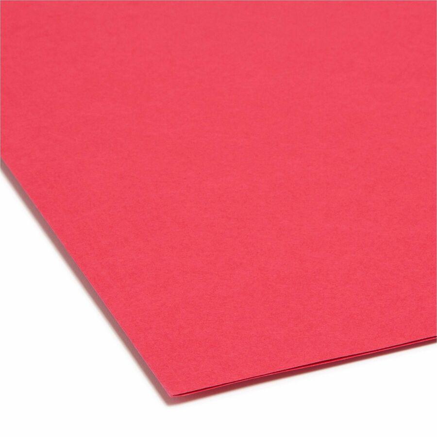 Smead Colored 1/3 Tab Cut Legal Recycled Top Tab File Folder - 8 1/2" x 14" - 3/4" Expansion - Top Tab Location - Assorted Position Tab Position - Red - 10% Recycled - 100 / Box. Picture 4