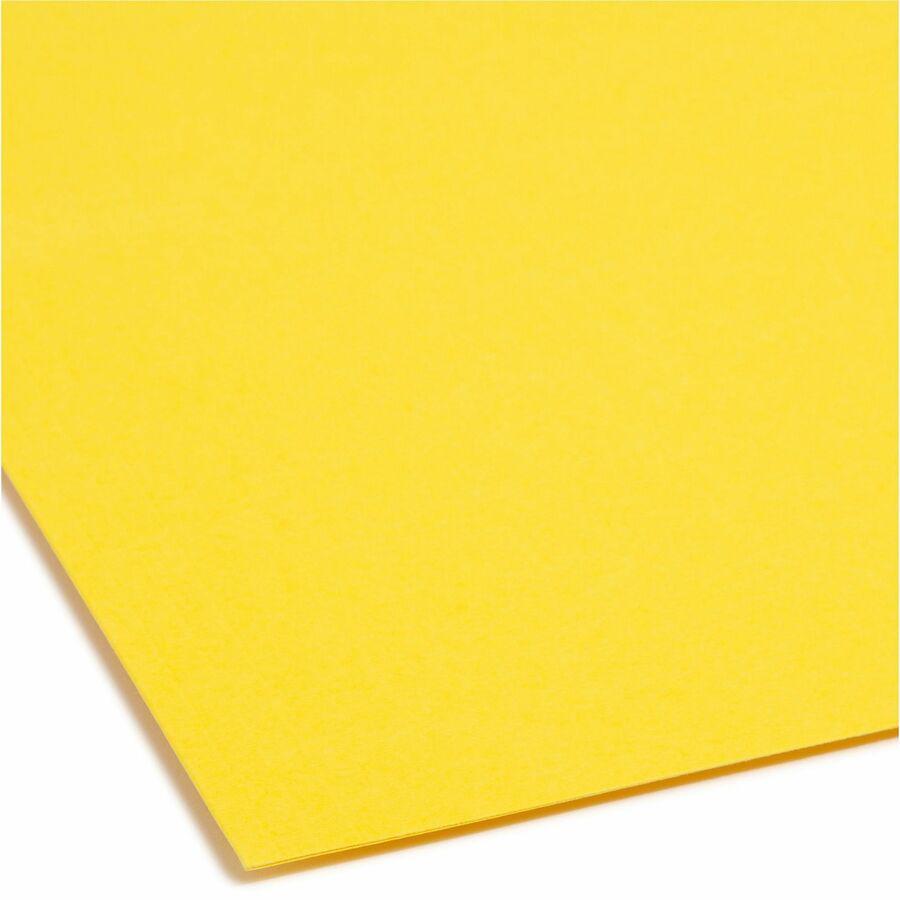 Smead Colored 1/3 Tab Cut Legal Recycled Fastener Folder - 8 1/2" x 14" - 2 x 2K Fastener(s) - 2" Fastener Capacity for Folder - Top Tab Location - Assorted Position Tab Position - Yellow - 10% Recycl. Picture 4